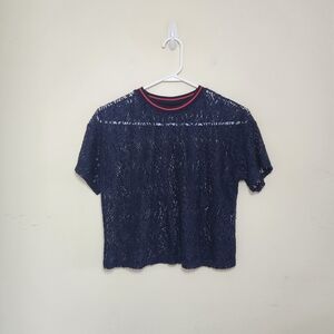 Sybilla Navy Blue Lace Top Sz Large